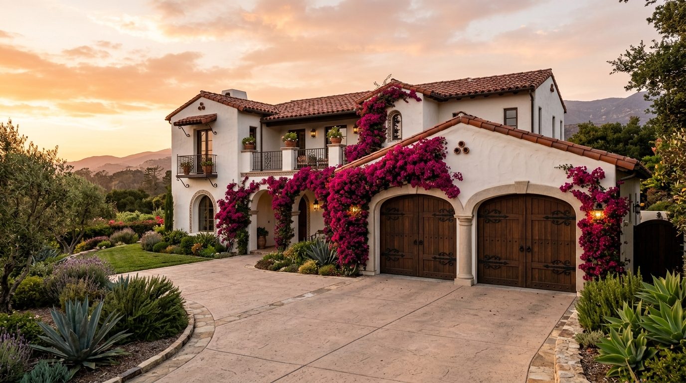 Mercier Precision Garage Doors Exterior Closed Garage Door at Twilight